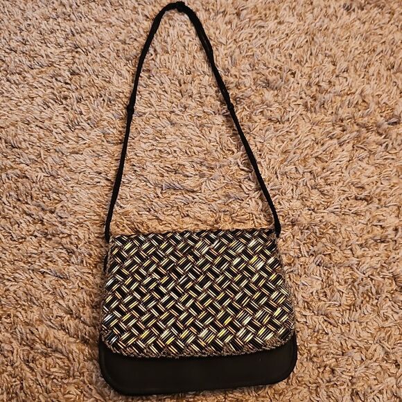 Vintage Walborg Beaded Evening Bag Made in Macau – Black, Silver & Gold Beads - Picture 2 of 7